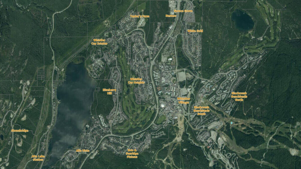 A screenshot of Whistler's GIS (Geographic Information Systems) map.